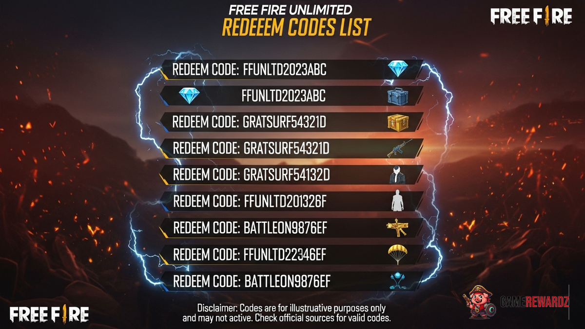 Free Fire Unlimited Redeem Codes List